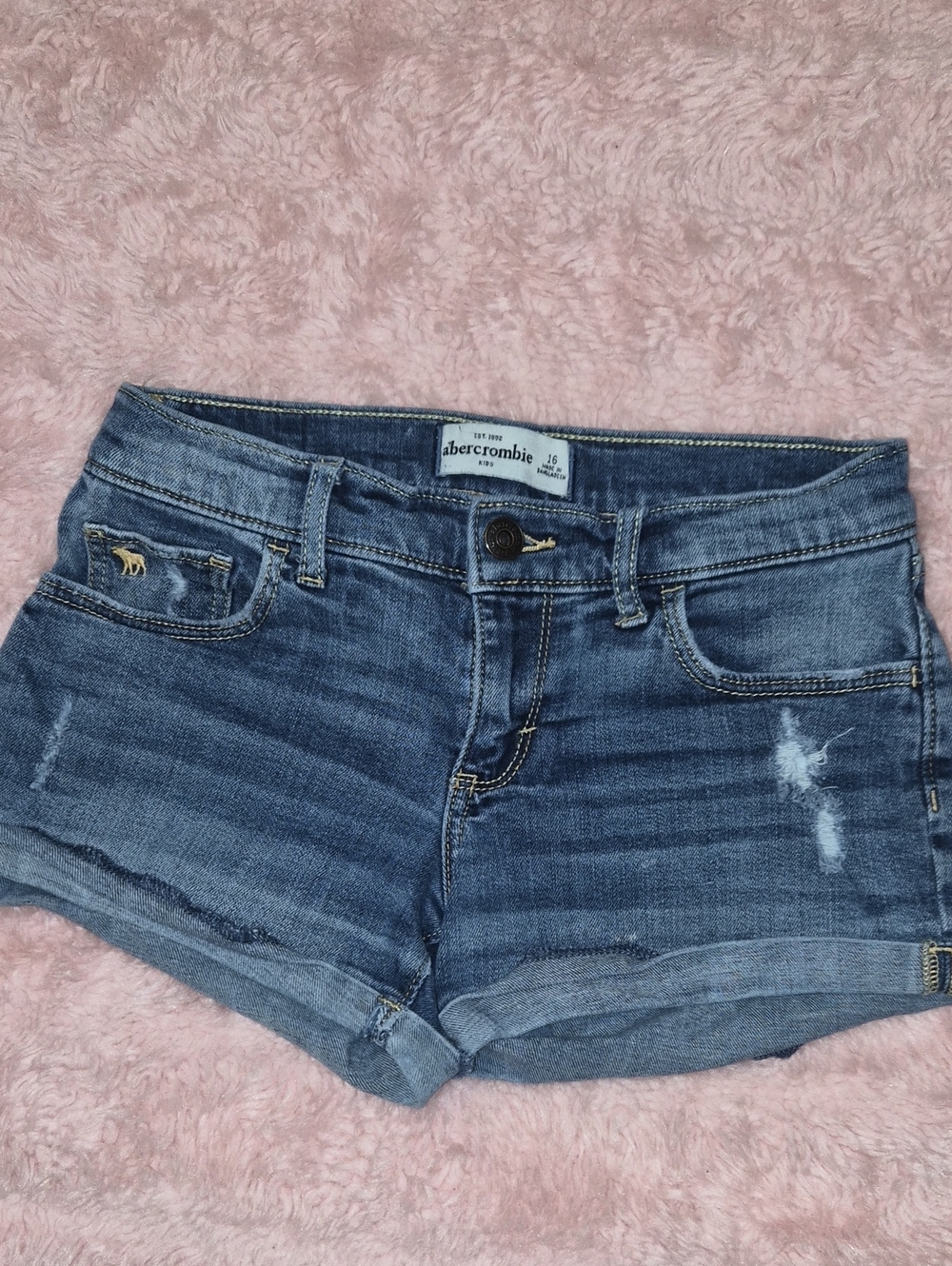 abercrombie kids Denim Blue Distressed Girls' Shorts